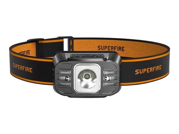 Superfire HL75-S - Hodelykt - LED - 7-modus - 5 W - hvitt/rødt lys