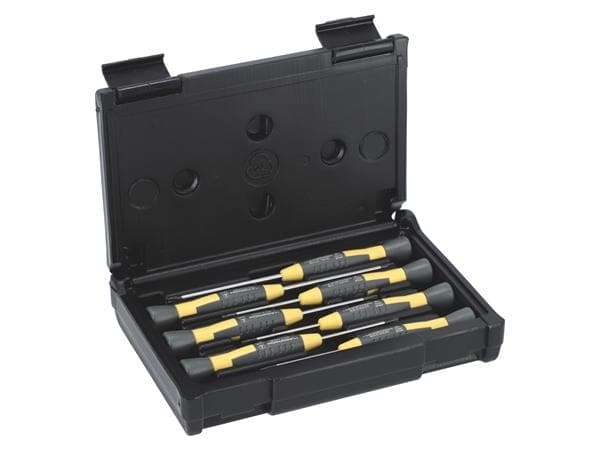 BAHCO Lindström precisionsskruvmejsel ESD-säker 7 delar Satsen innehåller: T6 x 50; T7 x 50; T8 x 50; T9 x 50; T10 x 50; T15 x 75; T20