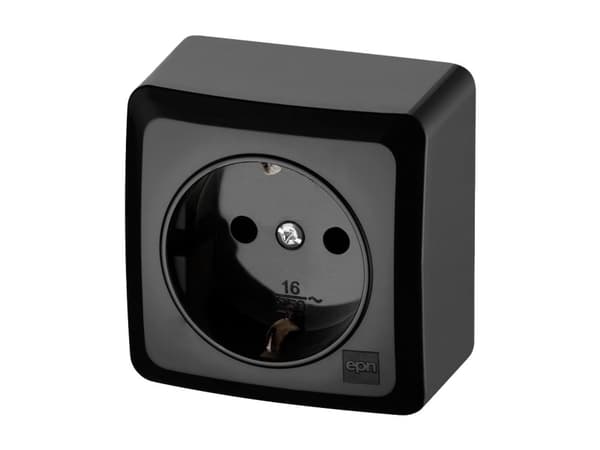 Elektroplast Schuko Surface Socket Black