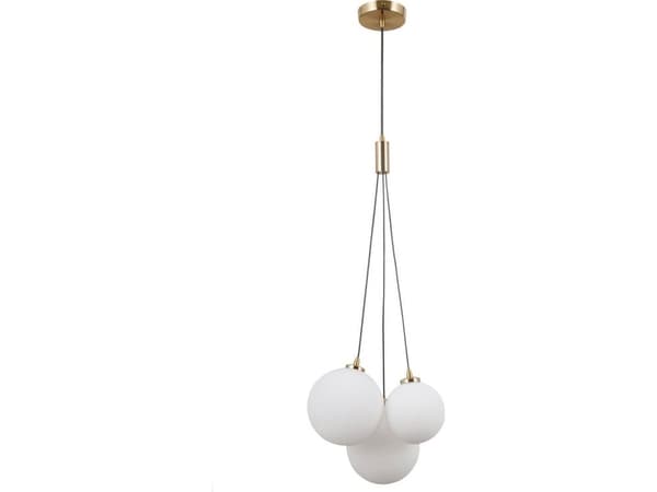 Italux Pendel loftlampa Perlos glaskulor mässing vit