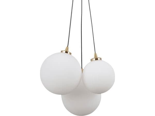 Italux Pendel loftlampa Perlos glaskulor mässing vit