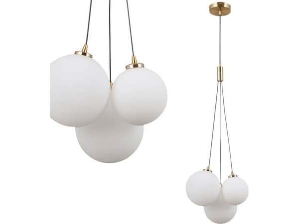 Italux hengelampe Perlos hengende loftslampe, glasskuler, hvit messing