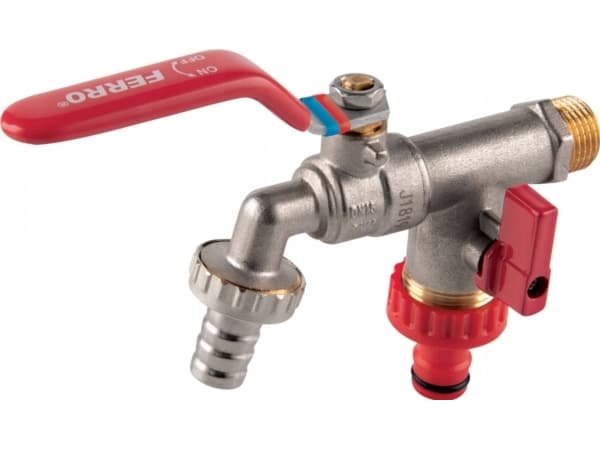 Ferro KCD1 KULEVENTIL MED 2 TILKOBLINGER 3/4", 1/2" FERRO // ZKC.15/20-COMFORT-FER