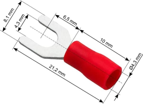 Blow 43-004# Insulated fork connector l screw 4.3 cable 4.3
