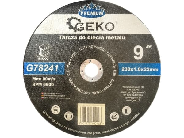 Geko Premium metallkappeskive 230x1,6 Inox (G78241)