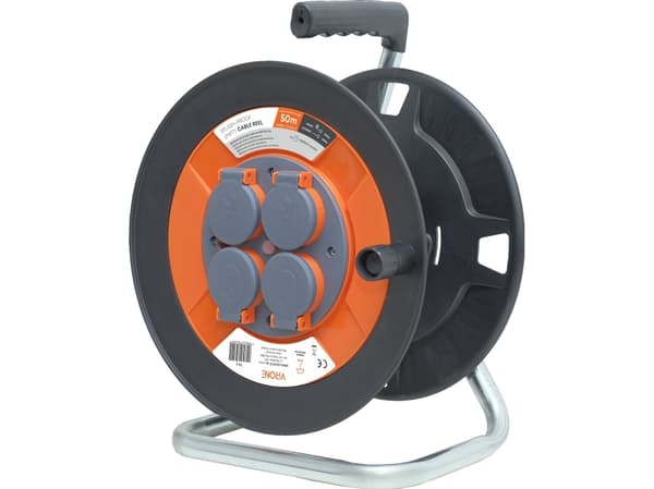 Orno IP44 4x2P+Z 16A 230V, H05VV-F 3x1,5mm2, 50m ljussäker kabelvinda
