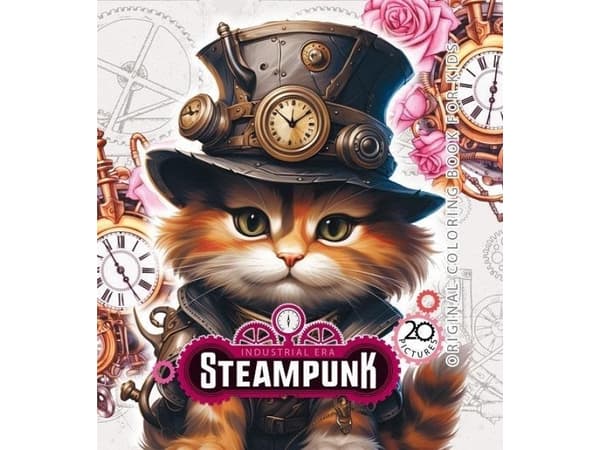 Målarbok 160x160 Steampunk katt