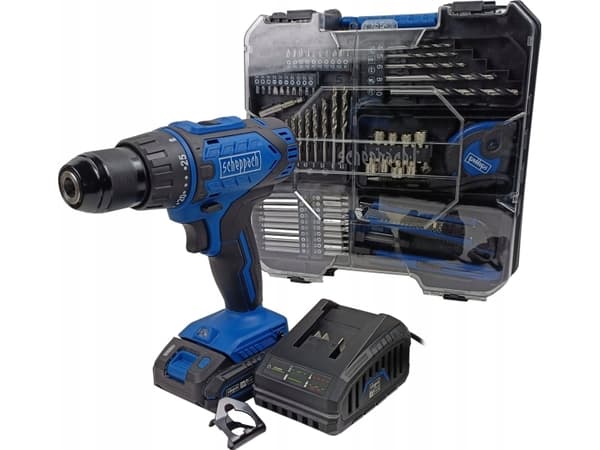 Scheppach drill/driver Drill/driver i koffert + 2 Ah batteri + 2,4 A lader + tilbehør C-DTB74/1-X 20 V IXES Scheppach