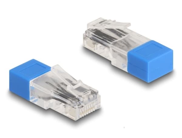 Delock - Nätverkskontakt - RJ-45 (hane) - 120 ohms motstånd - blå
