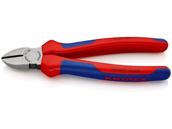 Knipex 70 02 180, diagonaltång, kromvanadinstål, plast, blå, röd, 180 mm, 252 g