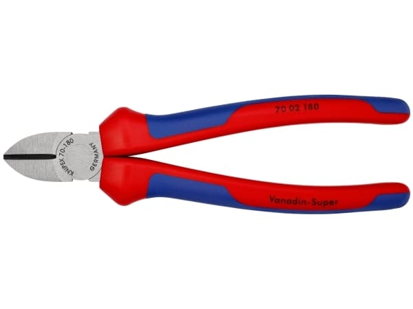 Knipex 70 02 180, diagonaltång, kromvanadinstål, plast, blå, röd, 180 mm, 252 g