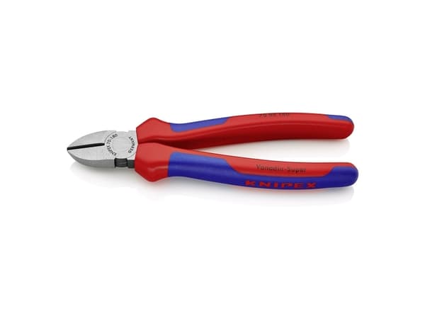 Knipex 70 02 180, diagonaltång, kromvanadinstål, plast, blå, röd, 180 mm, 252 g