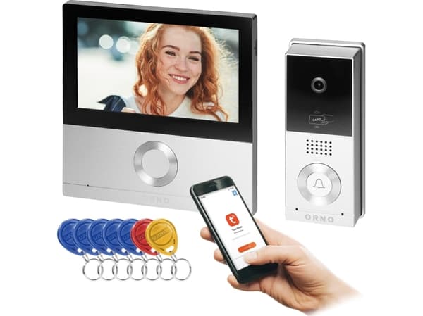 Orno TALOS, videointercomsett, 4 ledninger, 7", Wi-Fi, berøringsskjerm, Full HD, RFID