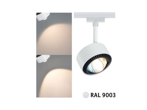 Paulmann Aldan, Spotlight på skinne, 1 ampuller, LED, 8 W, 6500 K, Hvit