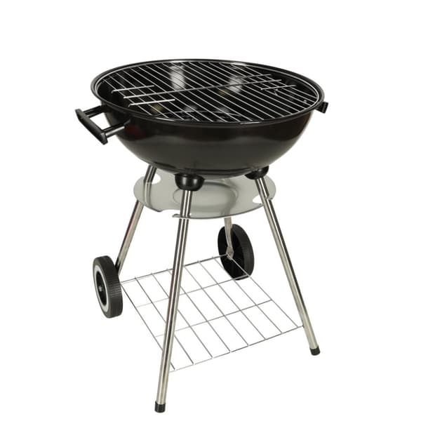 Kul havegrill til briketter, lukket, med ventilationsdæksel og hylde