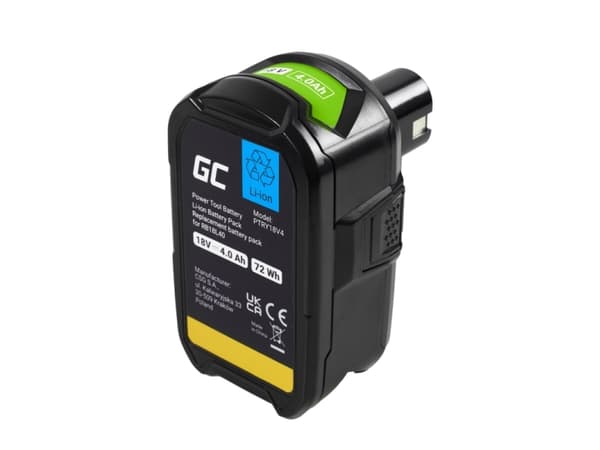 Green Cell PTRY18V4, Svart, Litium-Ion (Li-Ion), 4 Ah, 72 wh, 18 V, 81 mm
