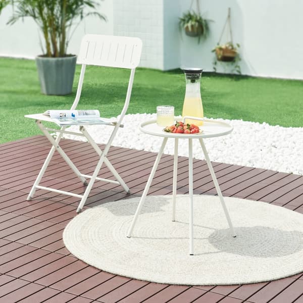 Sidobord Fosen utomhus 55xØ42 cm vit stål [en.casa]