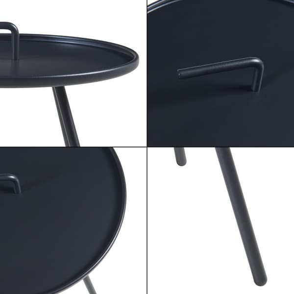Sidobord Fosen utomhus 55xØ42 cm svart stål [en.casa]