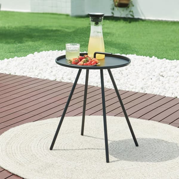 Sidobord Fosen utomhus 55xØ42 cm svart stål [en.casa]