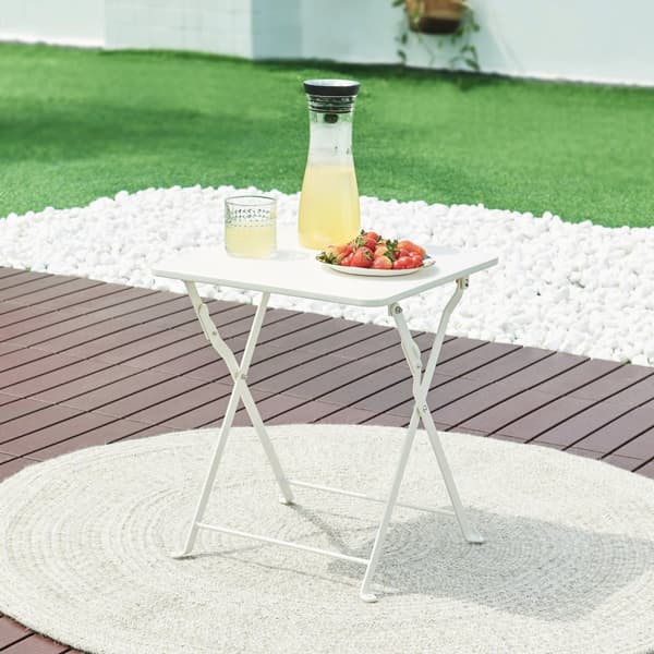 Campingbord Vegårshei hopfällbar 45x40x40 cm vit [en.casa]