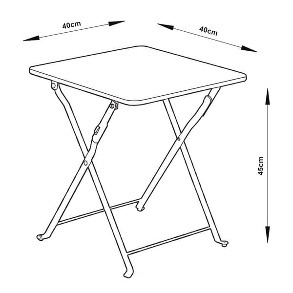 Campingbord Vegårshei hopfällbar 45x40x40 cm svart [en.casa]