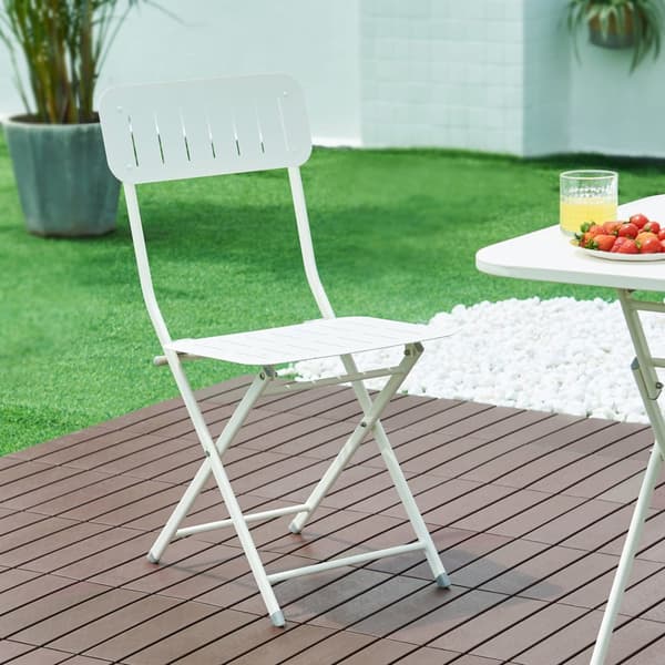 Klappstol Sande set om 2 vit 84,5x42x50 cm [en.casa]
