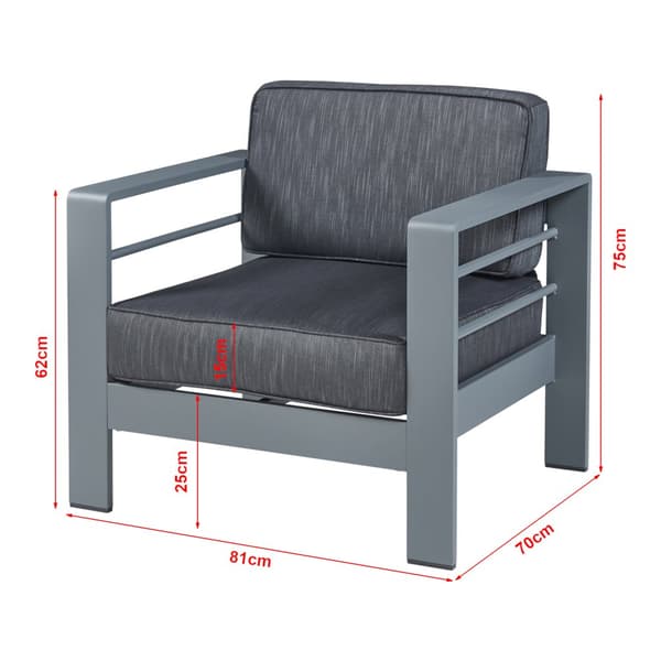 Trädgårdsfåtölj Avise 62x81x70 cm antracit [casa.pro]