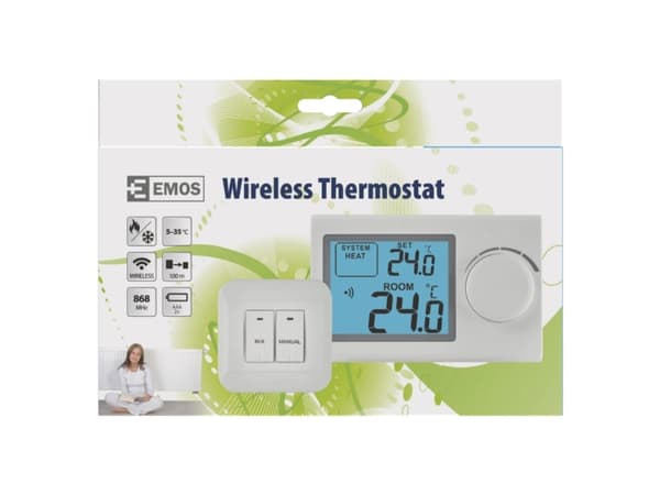 Emos P5614, 868 MHz, Vit, LCD, Batteri, AAA, 1,5 V