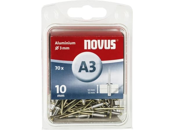Novus Office 110057020 Blindnitter (Ø x L) 3 mm x 10 mm Aluminium Aluminium 70 stk.