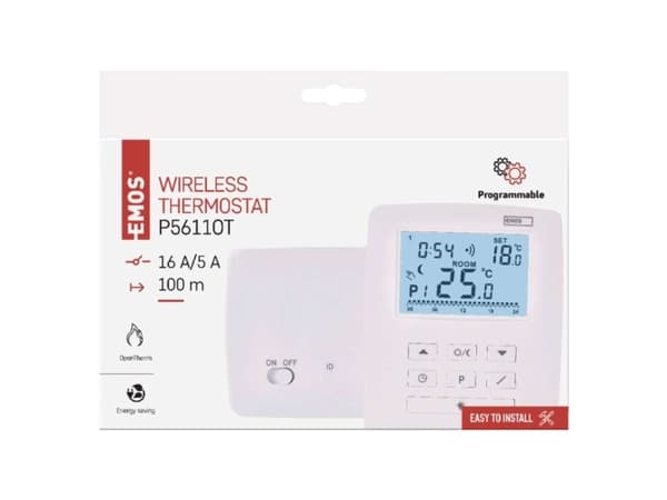 Emos P5611OT, Room, 868 MHz, Valkoinen, 100 m, AC/Akku, AC