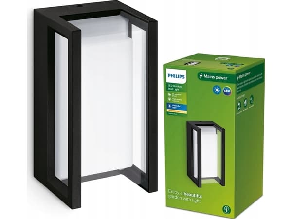 Philips 8720169266711, Ulkoseinävalaistus, Musta, Alumiini, IP44, Julkisivu, Puutarha, Terassi, I