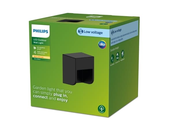 Philips 8720169269255, Väggbelysning för utomhusbruk, Svart, Gjuten aluminium, Plast, IP44, Trädgård, Terass, III