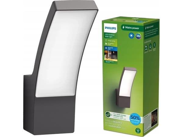 Philips 8720169263796, Väggbelysning för utomhusbruk, Antracit, Gjuten aluminium, IP44, Fasad, Trädgård, Terass, I