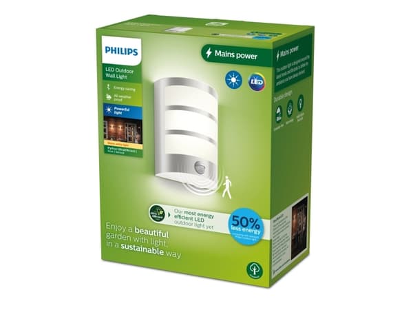Philips 8720169263772, Väggbelysning för utomhusbruk, Rostfritt stål, Rostfritt stål, IP44, Fasad, Trädgård, Terass, II