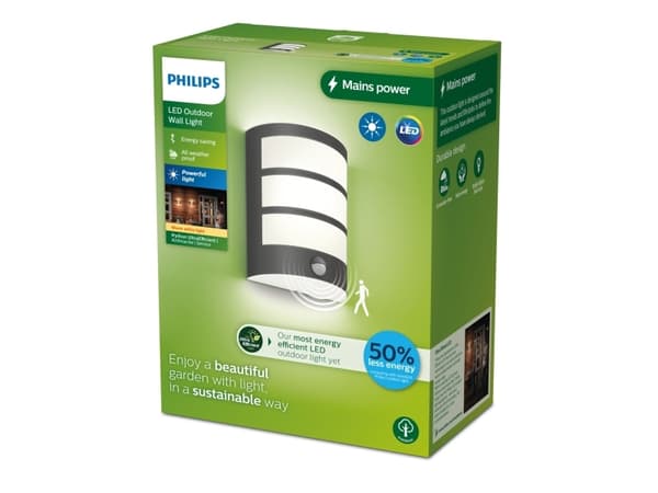 Philips 8720169269194, Väggbelysning för utomhusbruk, Antracit, Rostfritt stål, IP44, Trädgård, Terass, II