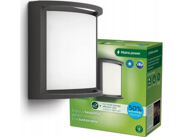 Philips 8720169276864, Ulkoseinävalaisimet, Antrasiitti, Alumiini, IP44, Puutarha, Terassi, II