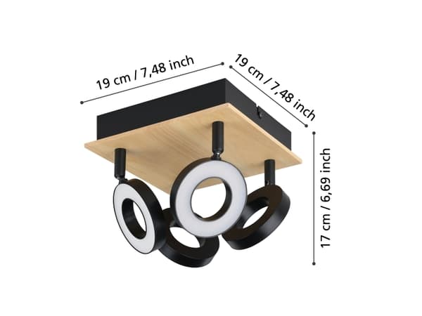 EGLO RIELVES LOFT 4L 170X170 TRÆ/SORT/HVID FSC