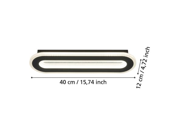 EGLO MACCHIONI TAK 400X120 1560LM 4000K SVART M/KRYSTALEFFEKT