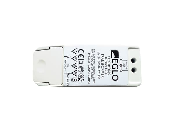 EGLO 92348, Vanlig belysningstransformator, Vit, 70 W, 220 - 240 V, 11.5 V, 50 / 60 hz