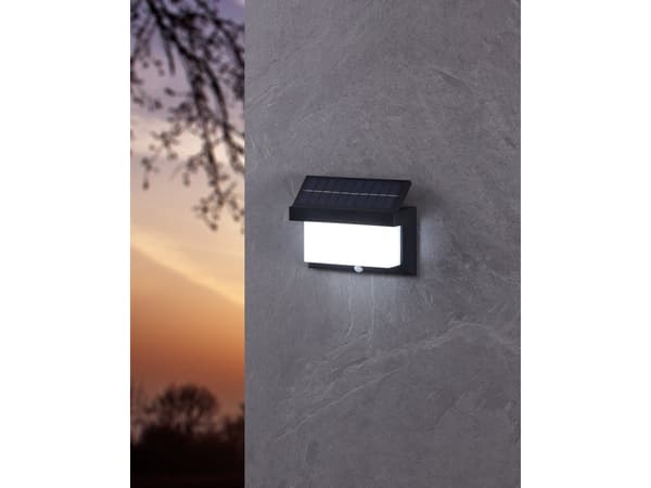 EGLO UTRERA SOLCELLEVEGG MED SENSOR L200 800LM 2000MAH SVART
