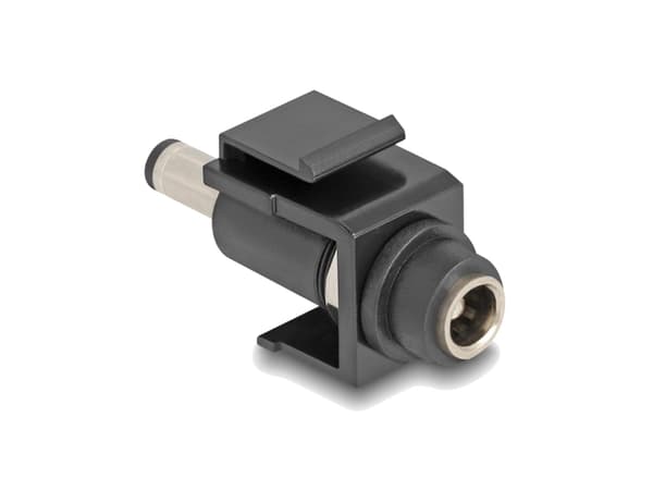 Delock Keystone-moduuli DC 5,5 x 2,1 mm naaras DC 5,5 x 2,5 mm uros musta