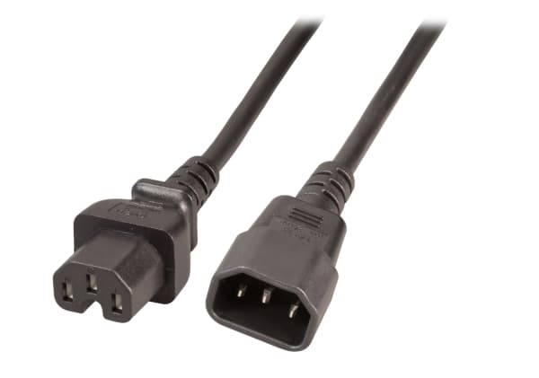 EFB Elektronik Kuumalaitteiden jatkojohdin C14 180° - C15 180° musta 2 m 3 x 1,00 mm² - 3 m - VDE - Musta (EK585.3V2)