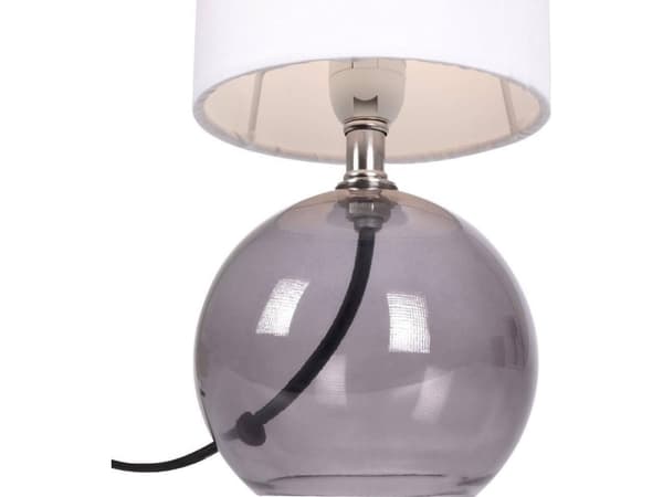 Lampa stołowa Ambiance Lampa stołowa z kloszem abażurem lampka nocna biała ze szklaną podstawą 25x12 cm