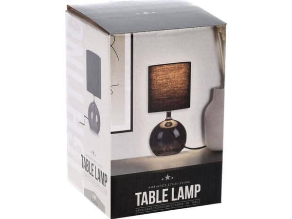 Lampa stołowa Ambiance Lampa stołowa z kloszem abażurem lampka nocna biała ze szklaną podstawą 25x12 cm