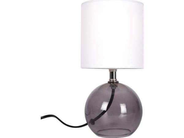 Lampa stołowa Ambiance Lampa stołowa z kloszem abażurem lampka nocna biała ze szklaną podstawą 25x12 cm