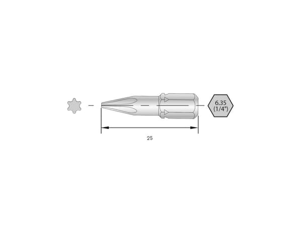 Bernstein Työkalut elektroniikkaan 6-TX08-25 Torx Bit HRC Teräs High Alloy C 6.3 6 kpl 6 kpl