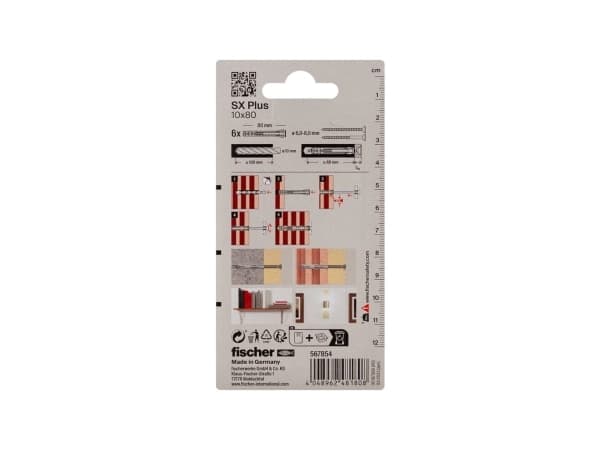 Fischer 567854, Expansionsankare, Autoklaverad lättbetong, Tegel, Betong, Gipsskiva, Murverk, Nylon, Grå, Tyskland, 1 cm