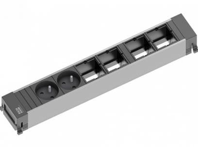 Bachmann POWER FRAME, 0,2 m, inomhus, Typ E, Gjuten aluminium, Plast, Stål, Svart, Metallisk, 2 AC-utgångar