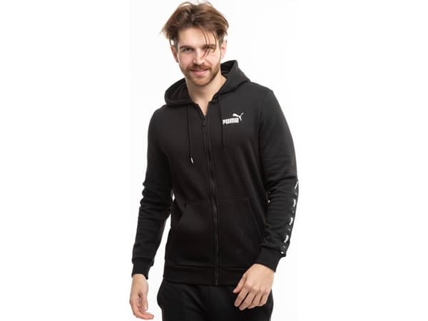 Herrebluse Puma ESS+ Tape hettegenser med full glidelås FL svart 670270 01 (M)
