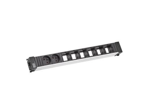 Bachmann 909.012, alumiini, musta, 2 pistorasiaa, 444 mm